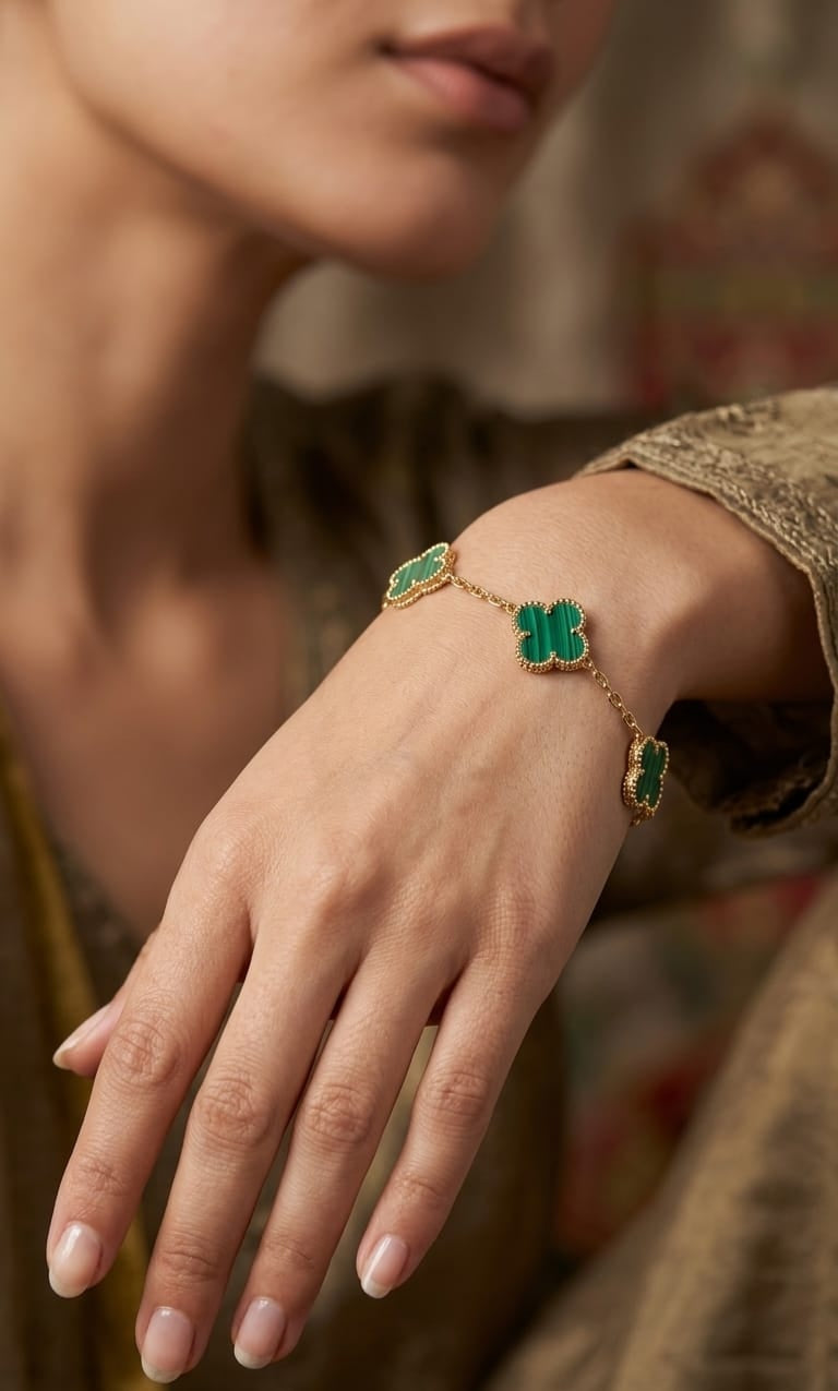 350 The Malachite Flower Chain Bracelet