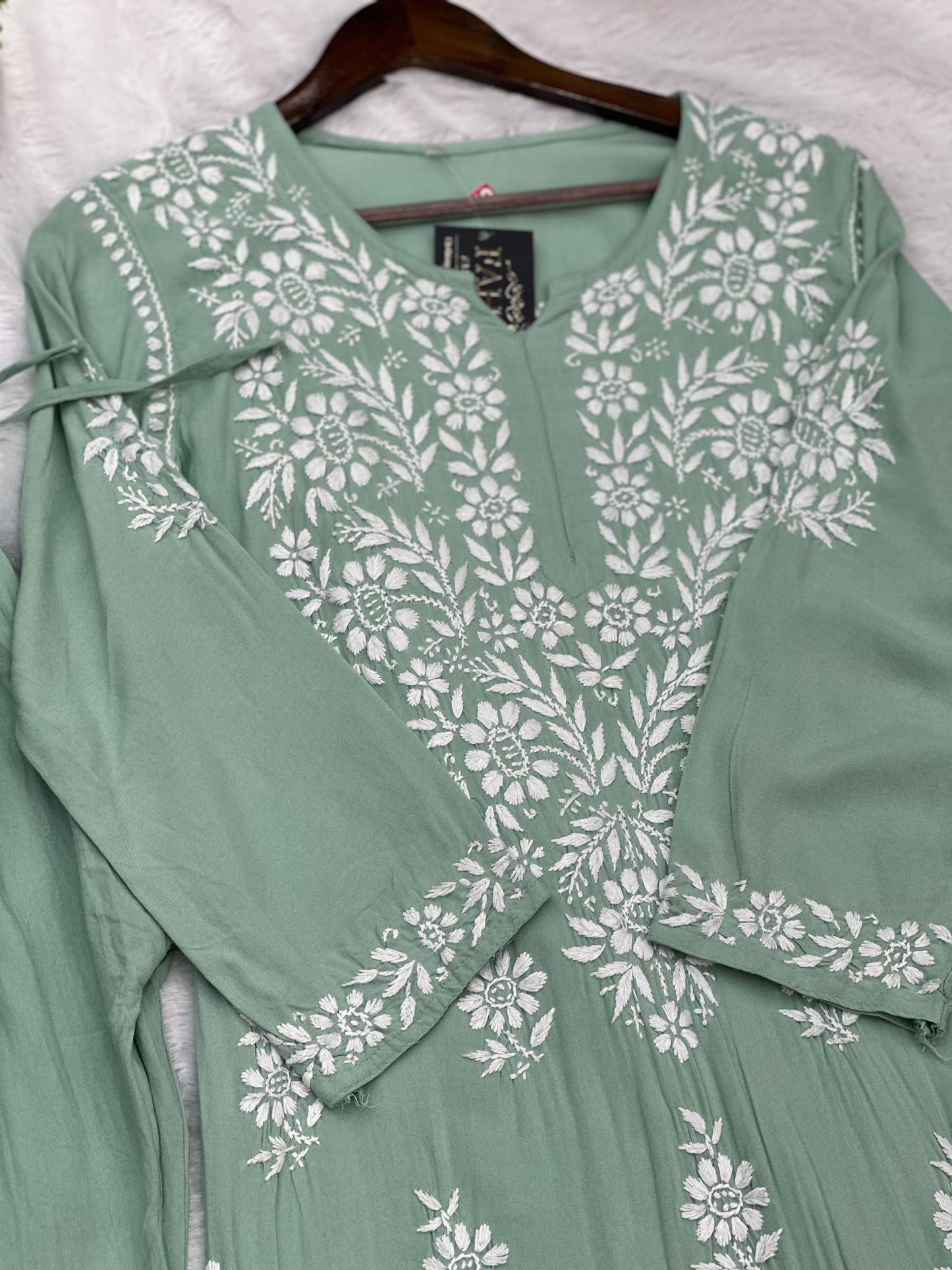 662 Lucknowi Palazzo Set - Pista Green