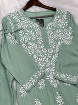 662 Lucknowi Palazzo Set - Pista Green