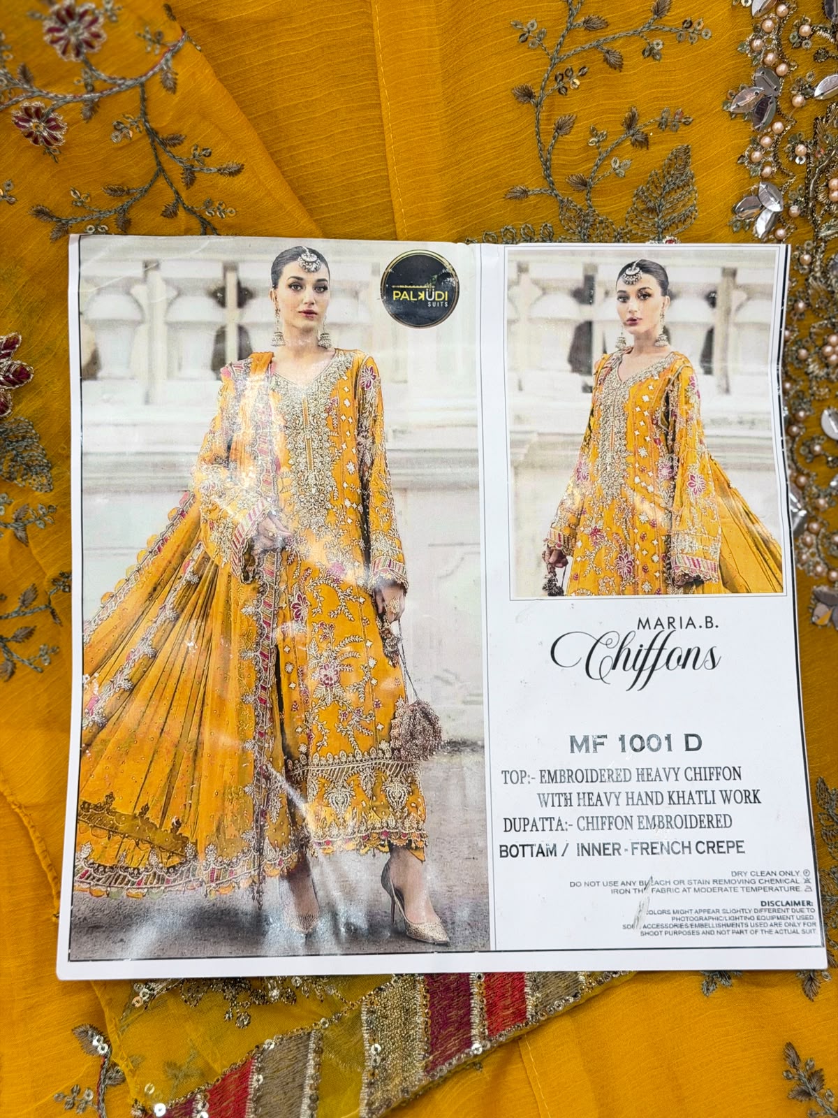 1439 Maria-B Unstitched Partywear - Yellow