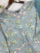 1441 Mausumery Foral Lawn Suit - Ice Blue
