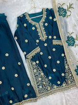 1489 Pakistani Party Wear - Teal Blue