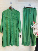 1205 Kashmiri Embroidered Coord Set - Parrot Green