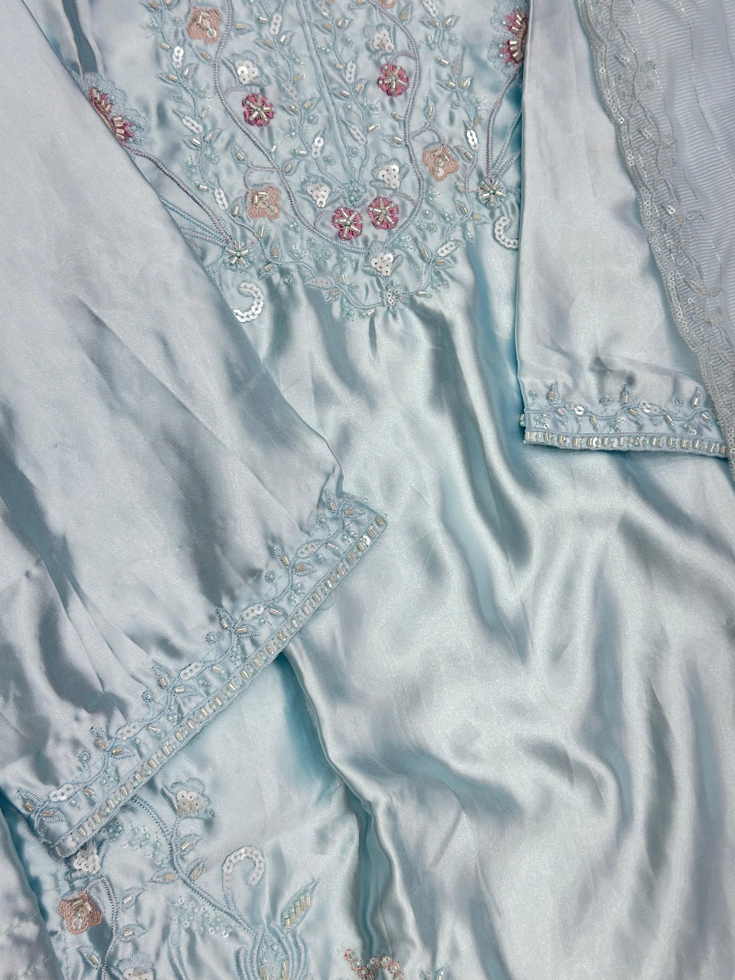 638 Mushk Farshi Set -  Powder Blue