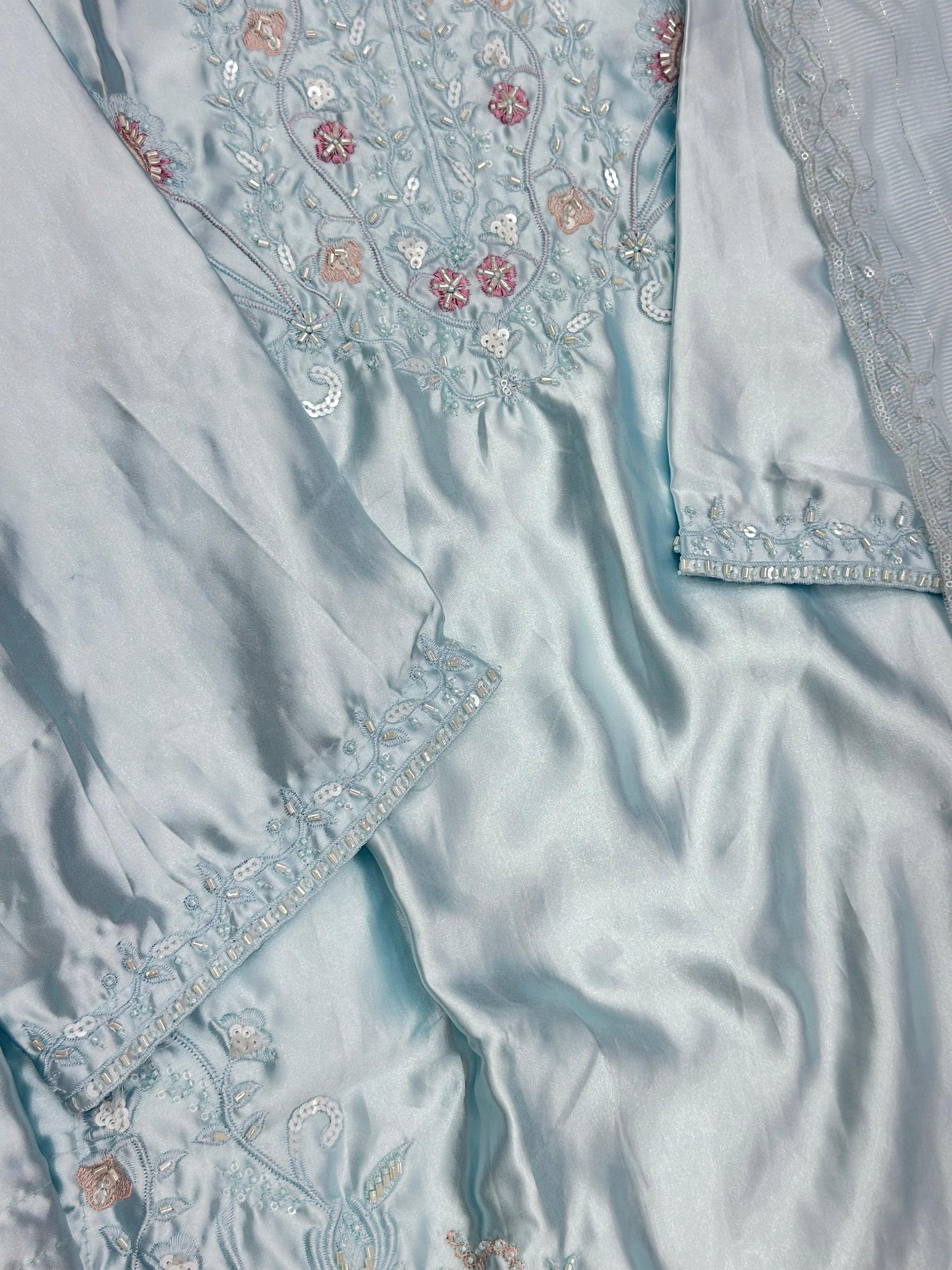 638 Mushk Farshi Set -  Powder Blue