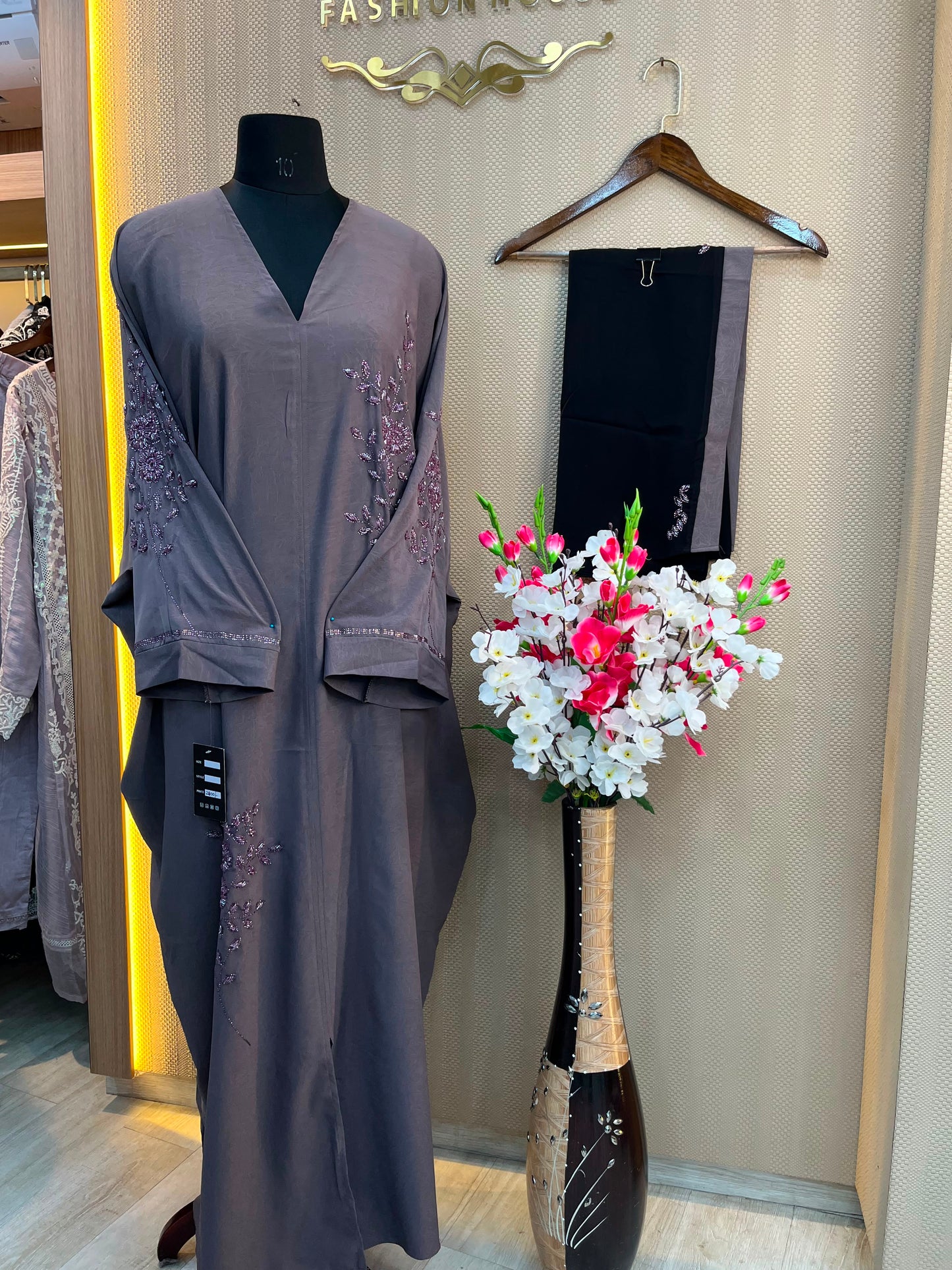 1117 The Premium Abaya - Mauve Gray