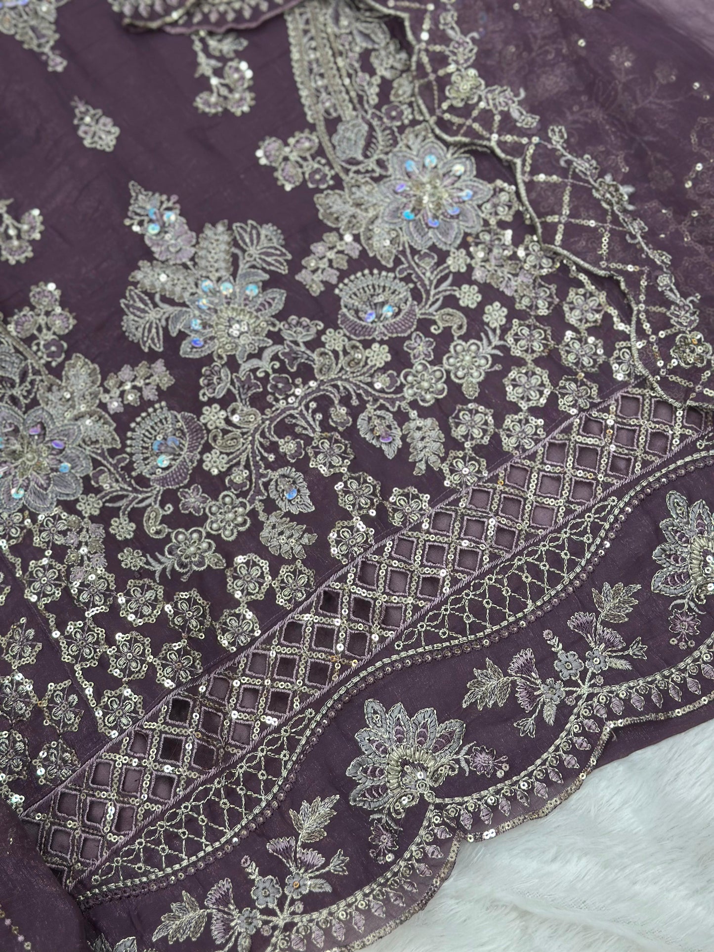 655 Pakistani Party-wear Gharara Set - Dusty Plum