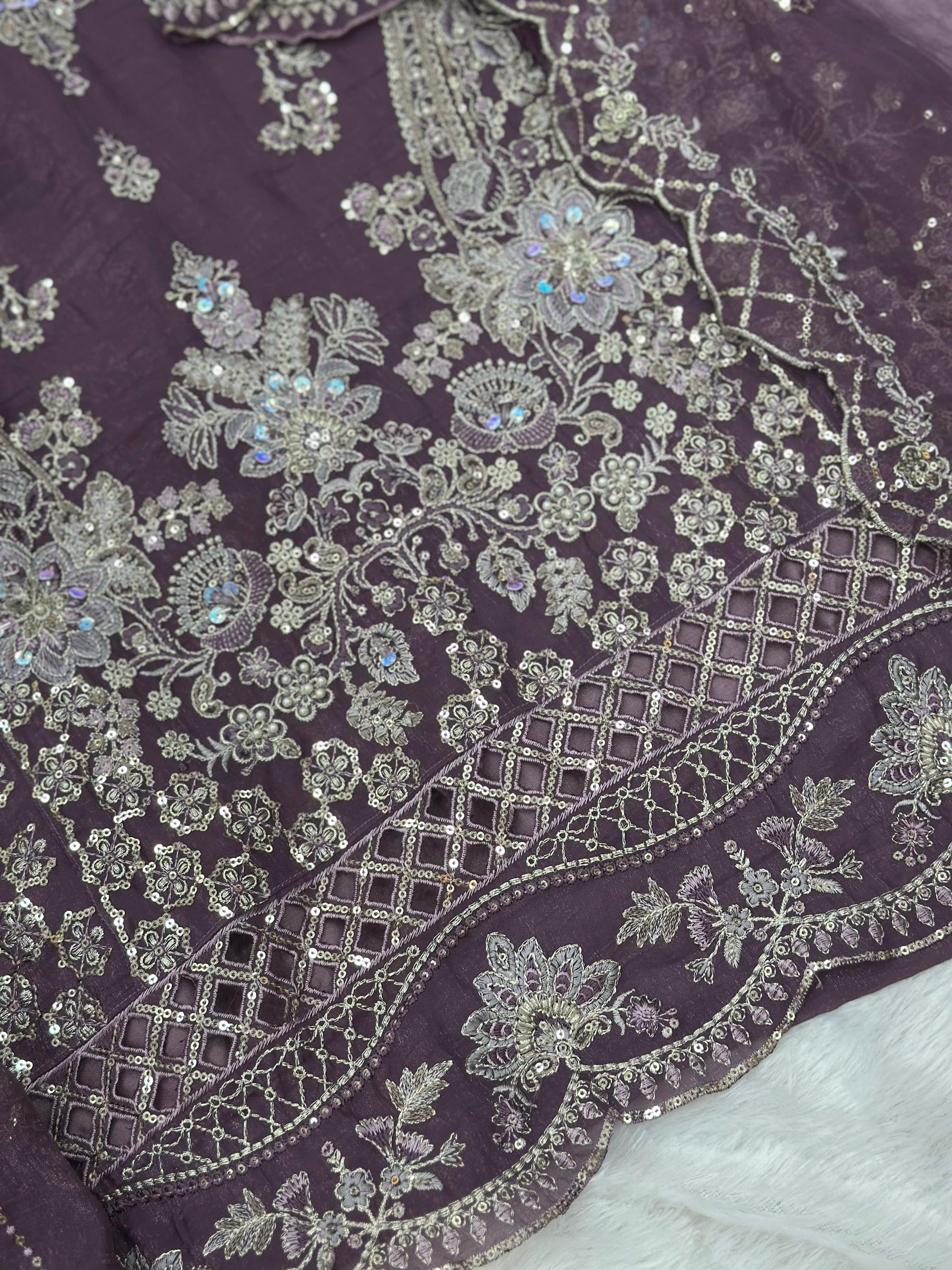 655 Pakistani Party-wear Gharara Set - Dusty Plum