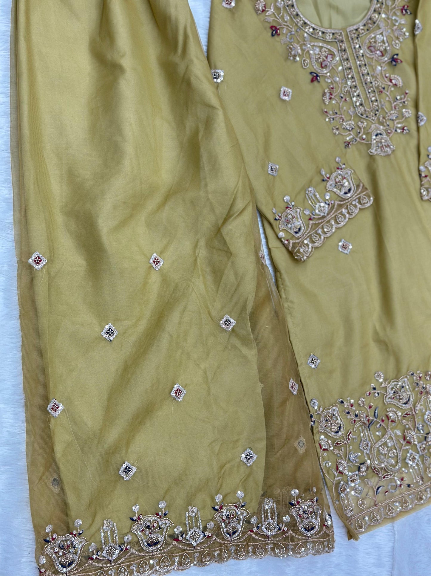 633 Pakistani Hand-Work Embroidery Sharara Set