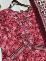 629 Premium Pakistani Lawn Suit - Dark Pink