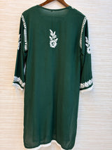 615 Lucknowi Gharara Set | Dark Green