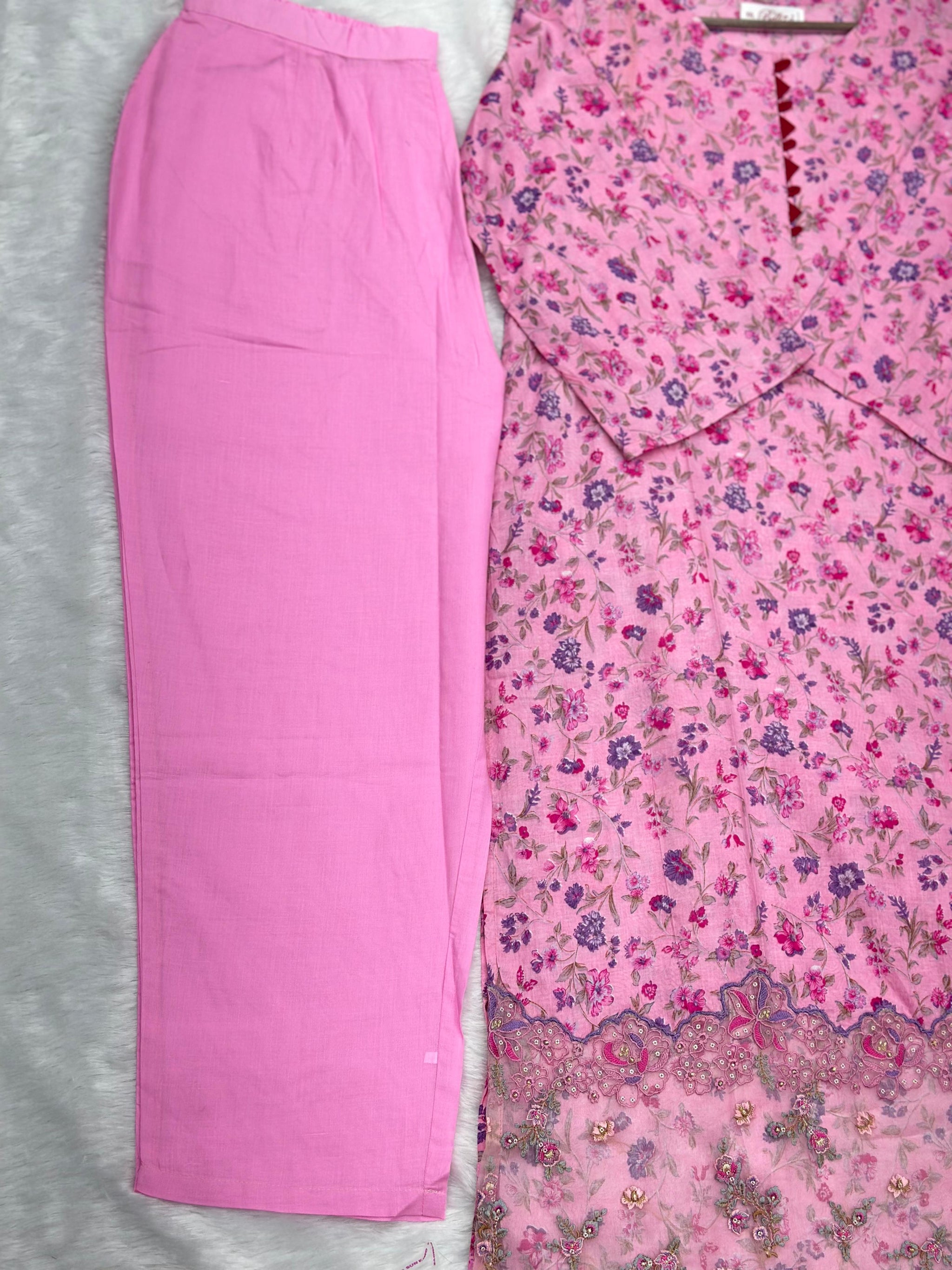 682 Pakistani Lawn Suit - Pink