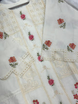 660 Premium Pakistani Lawn Cordset Set - Ivory