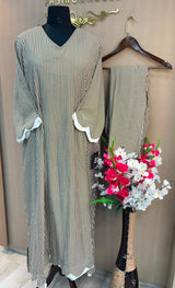 1230 Striped Maxi Kaftan A-Line Set - Brown