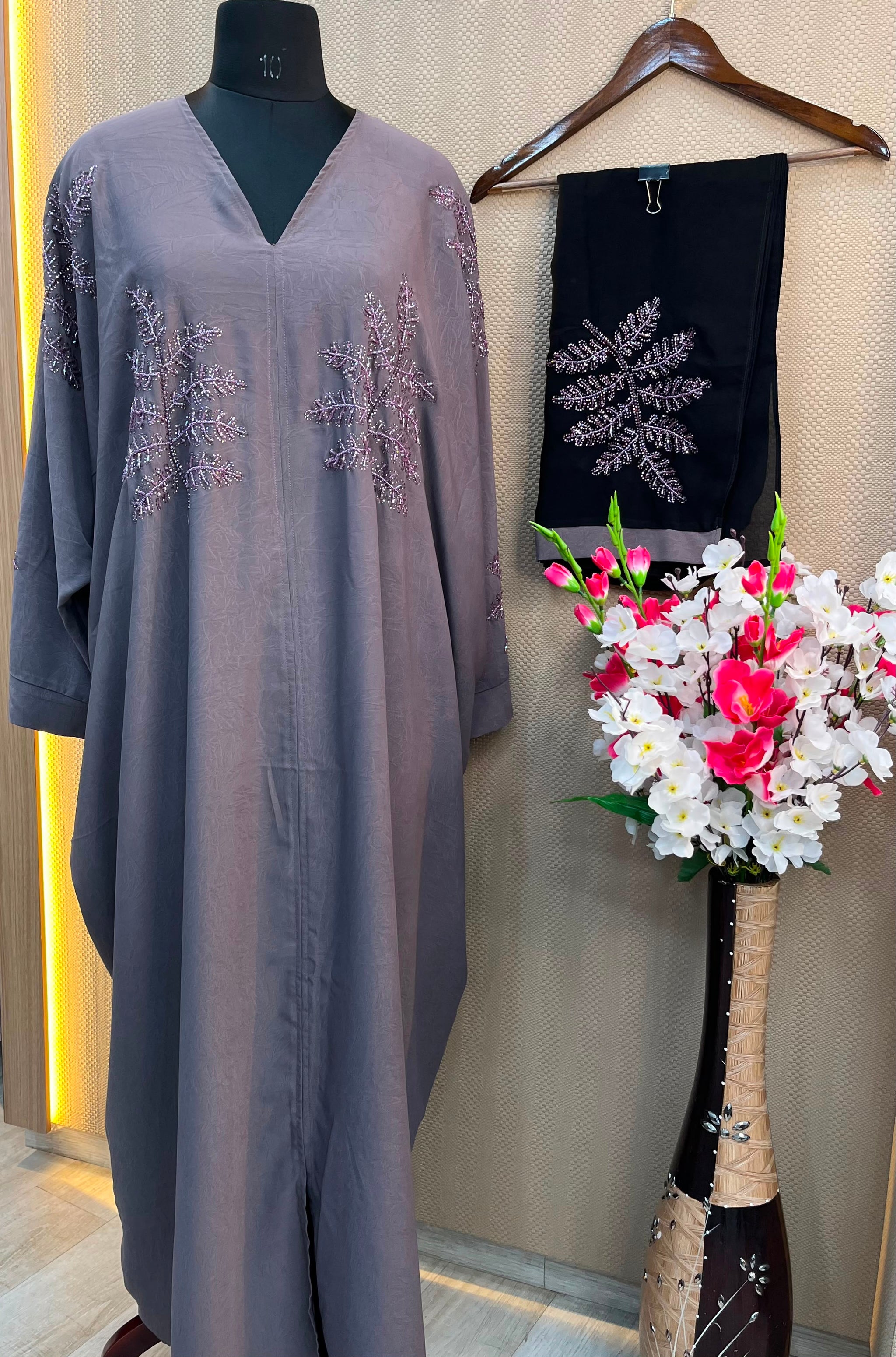 1118 The Premium Abaya - Lavender Gray