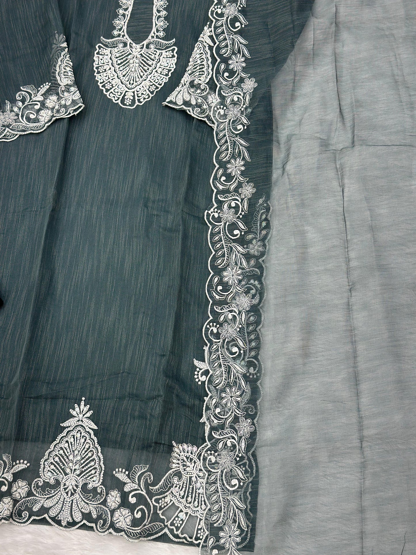 623 Premium Embroidered Pakistani Party Wear - Grey