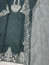 623 Premium Embroidered Pakistani Party Wear - Grey