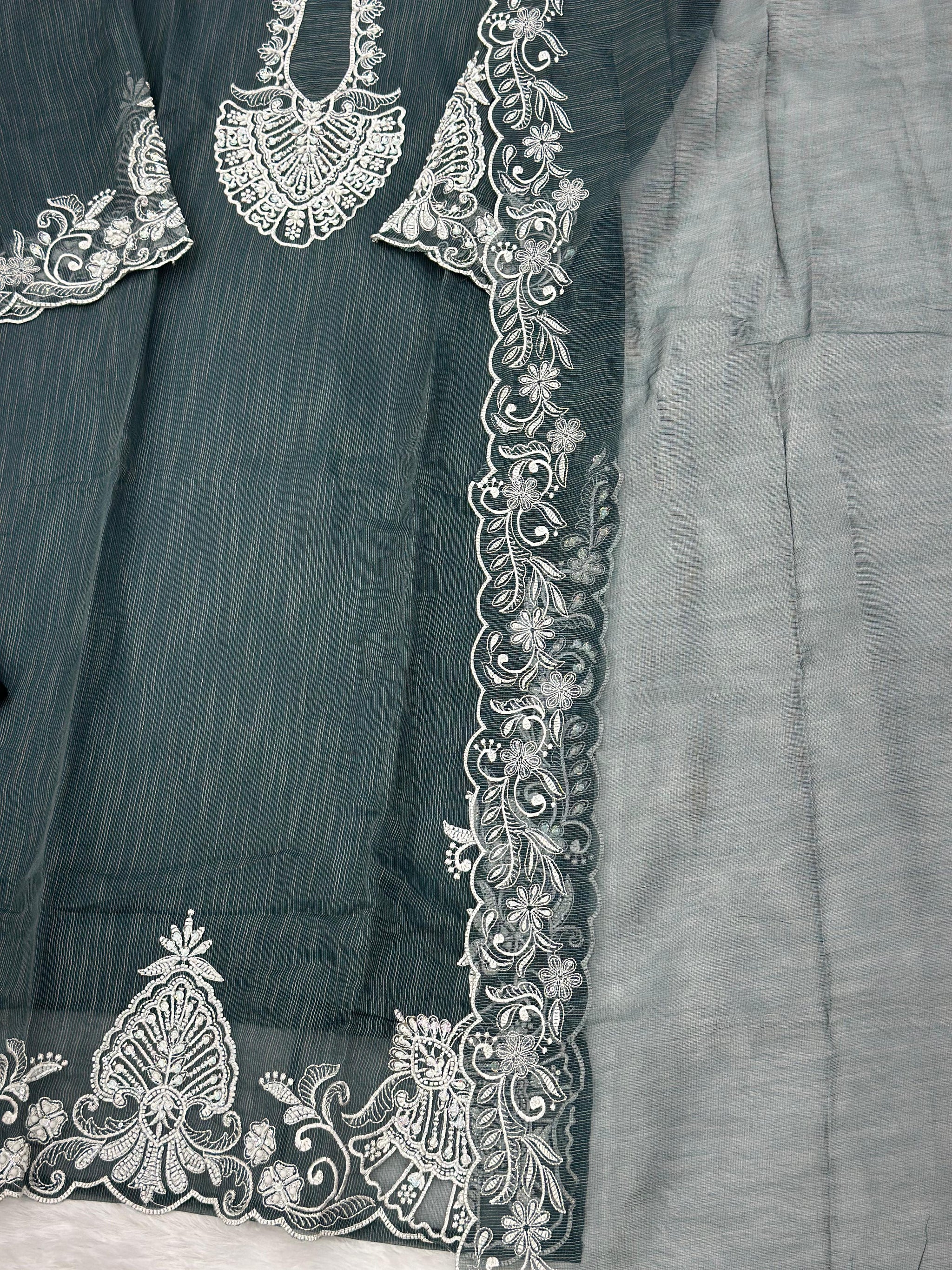 623 Premium Embroidered Pakistani Party Wear - Grey