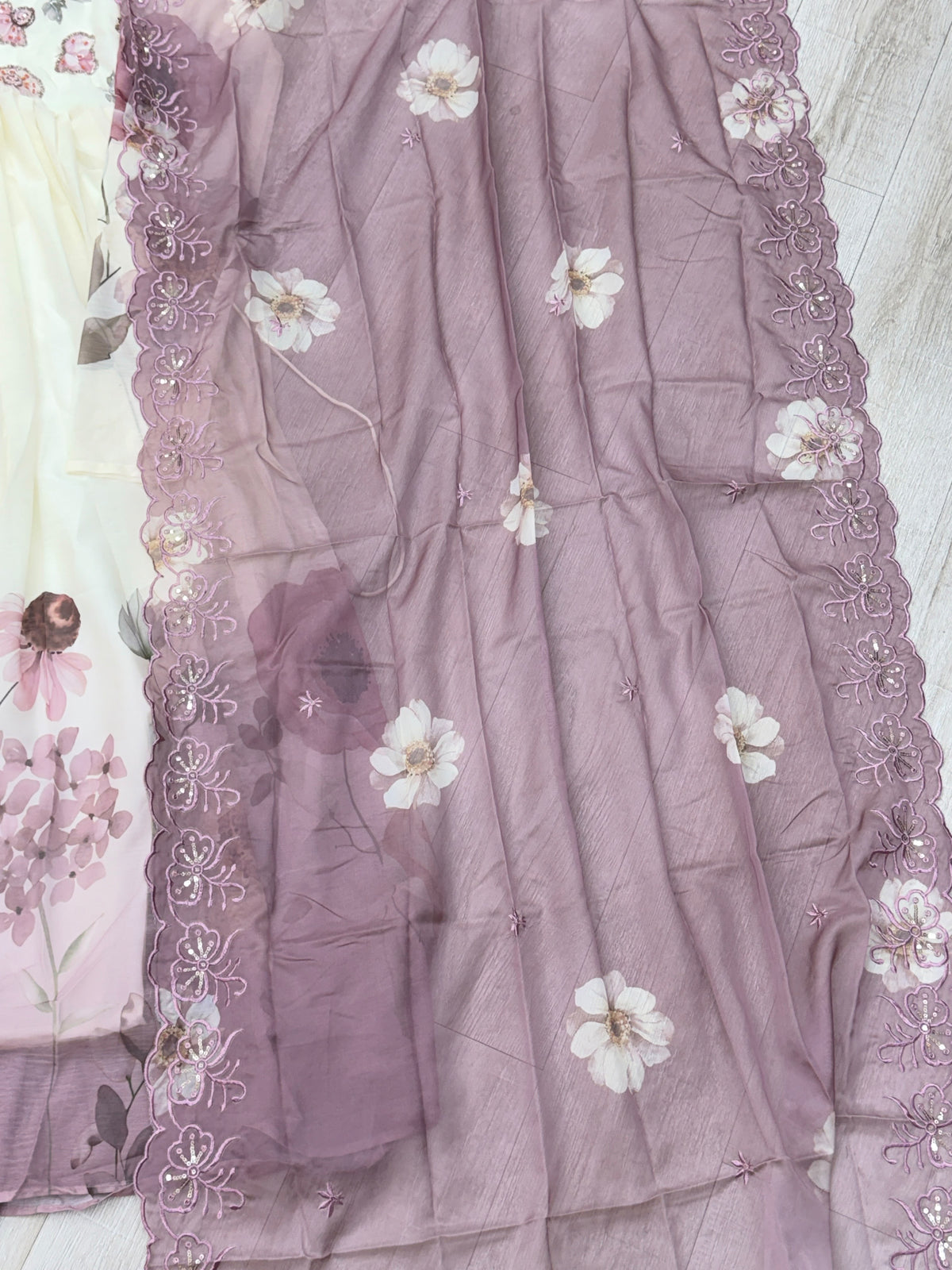 1457 Floral Gown Set - Dusty Mauve