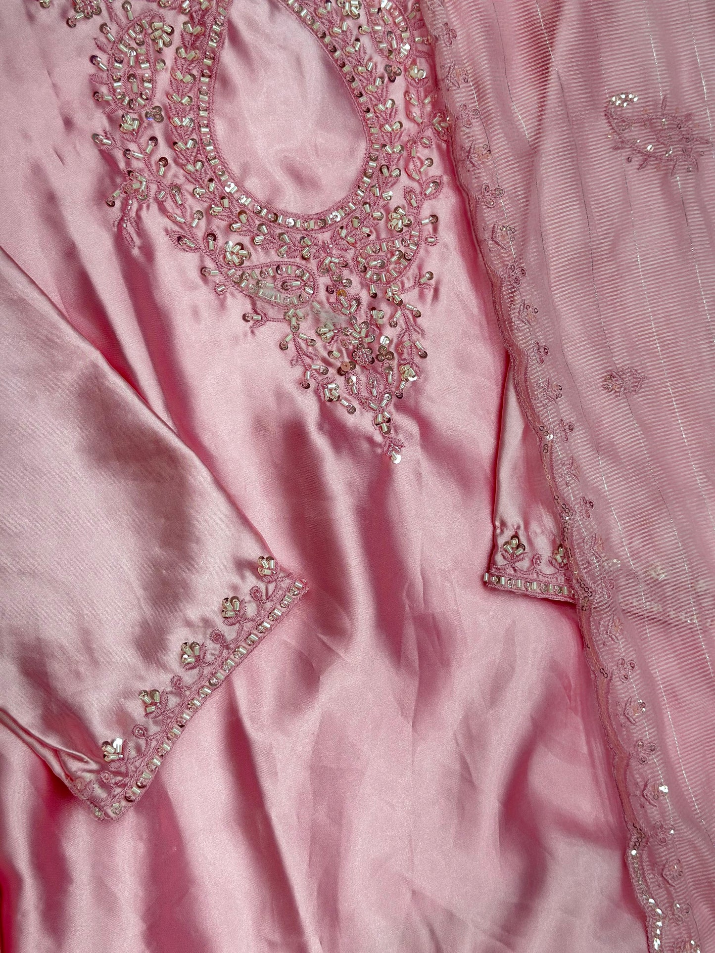635 Mushk Farshi Set - Baby Pink
