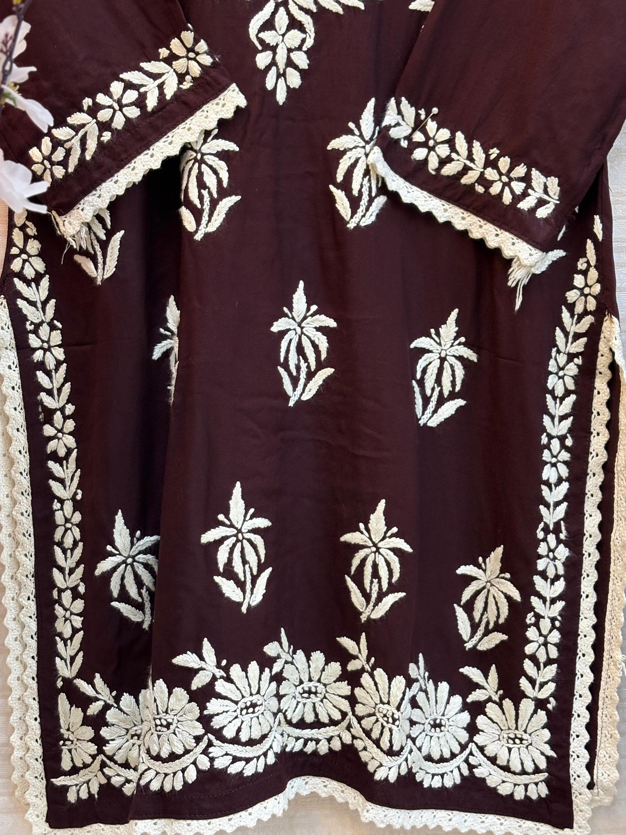 615 Lucknowi Gharara Set | Brown