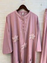 1202 Floral Patch Work Coord Set - Dusty Pink