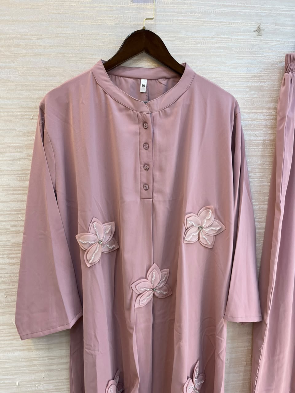 1202 Floral Patch Work Coord Set - Dusty Pink