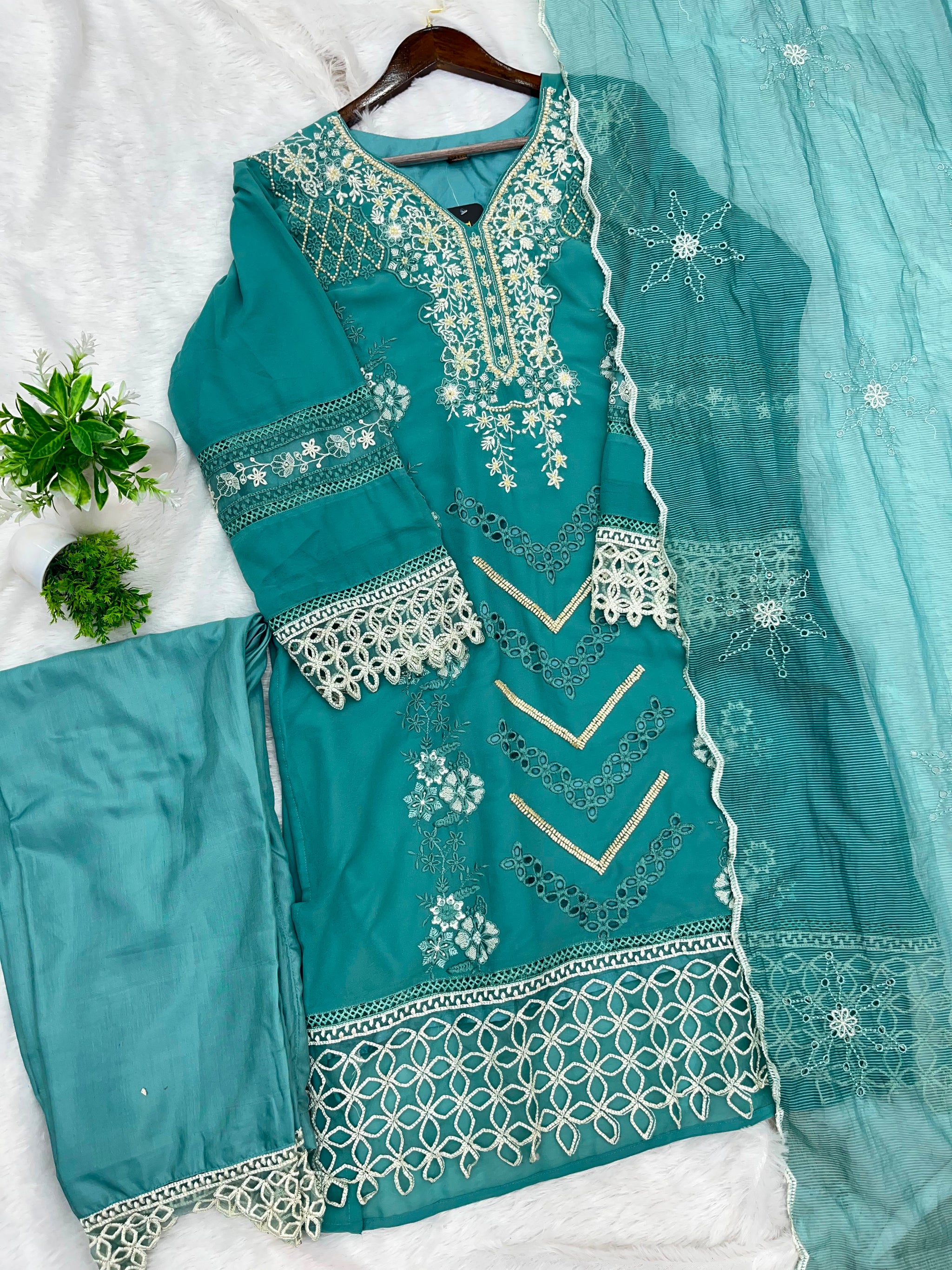 1145 Premium Pakistani Partywear - Sea Green