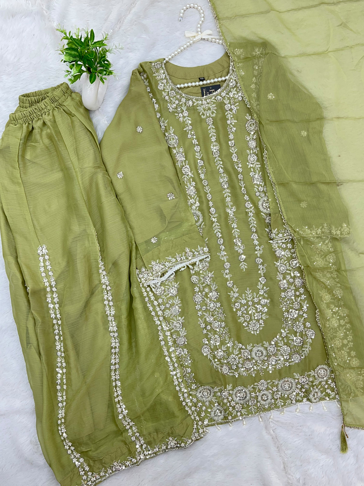 1429 Heavy Pakistani Partywear - Green
