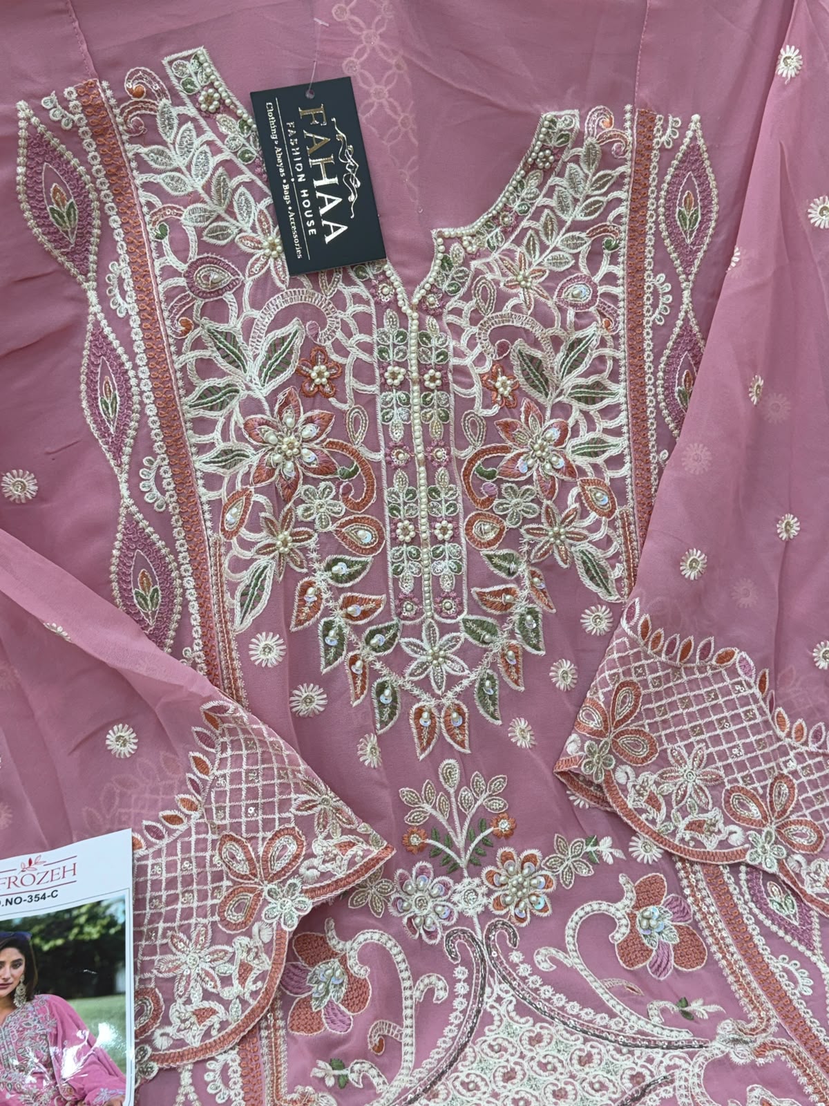 1440 Partywear Unstitched Partywear - Baby Pink