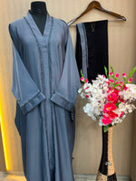 1121 The Premium Abaya - Blue Gray