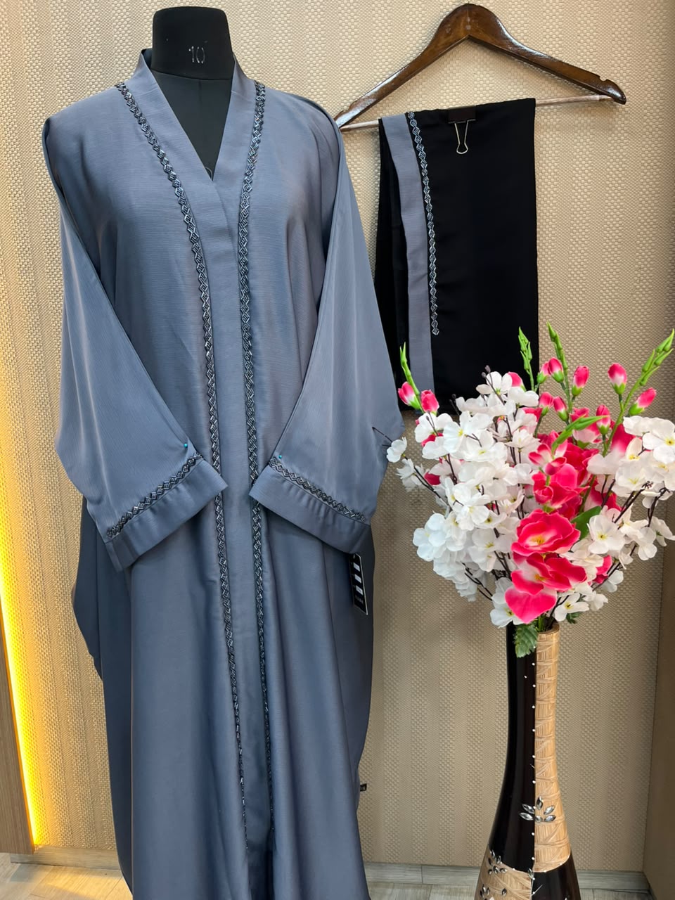 1121 The Premium Abaya - Blue Gray