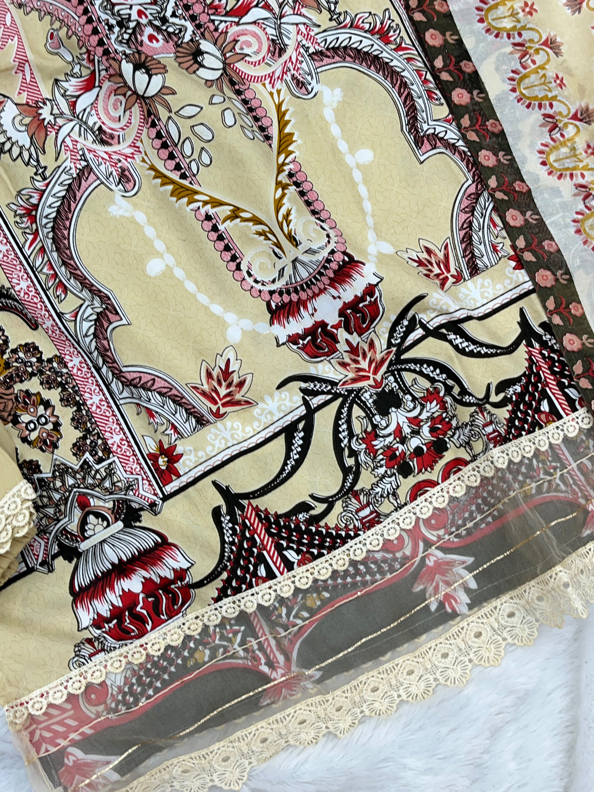 1449 Pakistani Embroidered Suit - Sand Beige