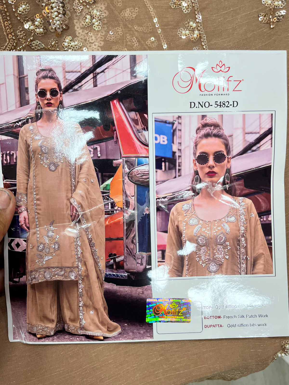1447 Pakistani Unstitched Partywear - Dark Peach
