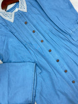 1389 Denim Embroidered Coord-Set - Sky blue