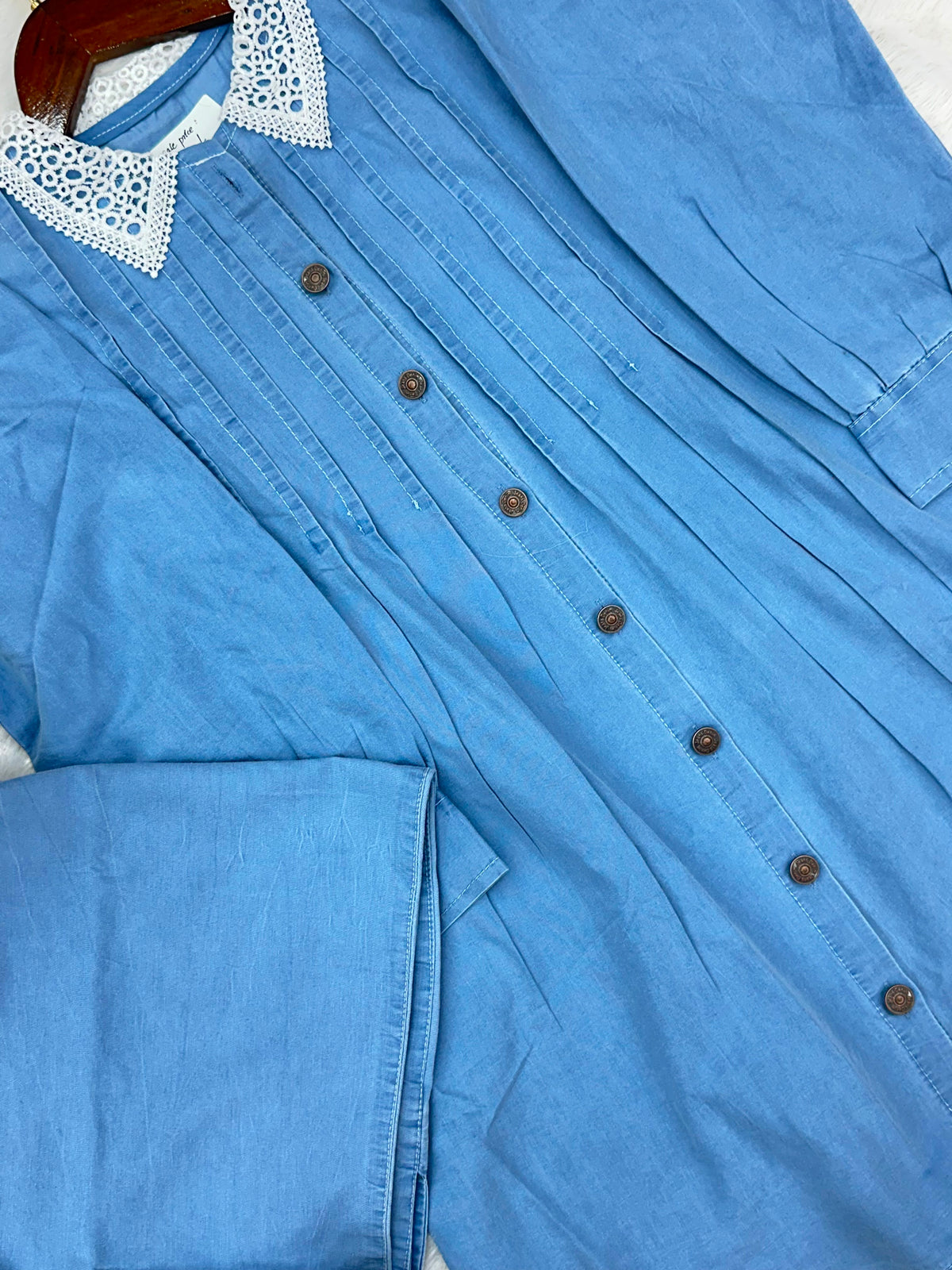 1389 Denim Embroidered Coord-Set - Sky blue