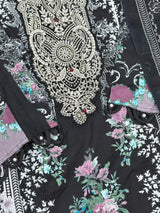 632 Premium Pakistani Lawn Suit - Black Floral