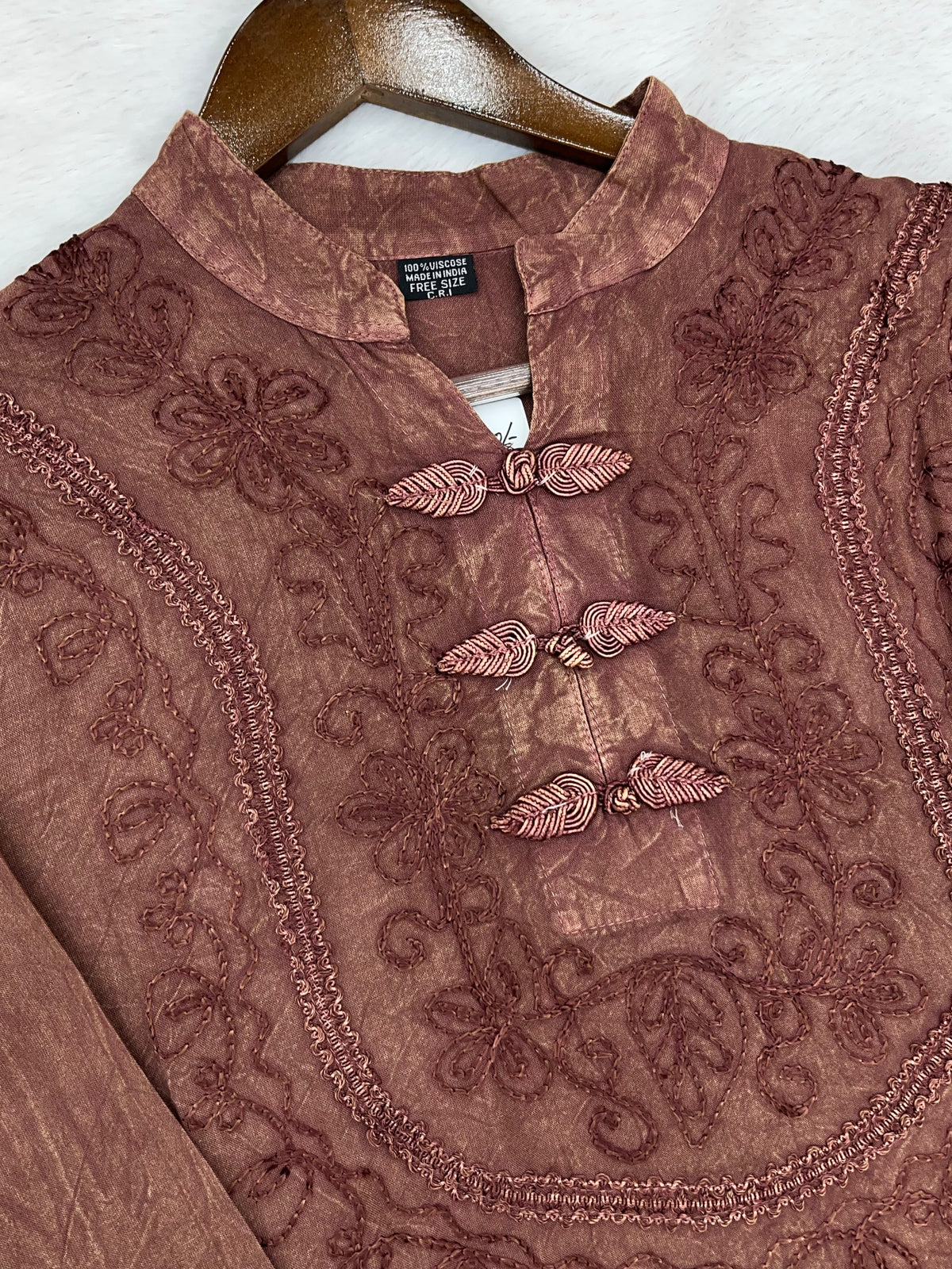 1403 Kashmiri Embroidered CoordSet - Brick Brown