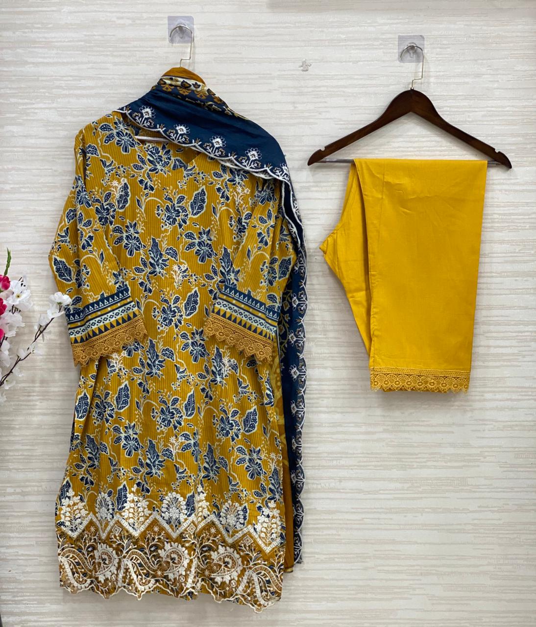 Code 567 HALA V NECK PAKISTANI LAWN COTTON SUIT