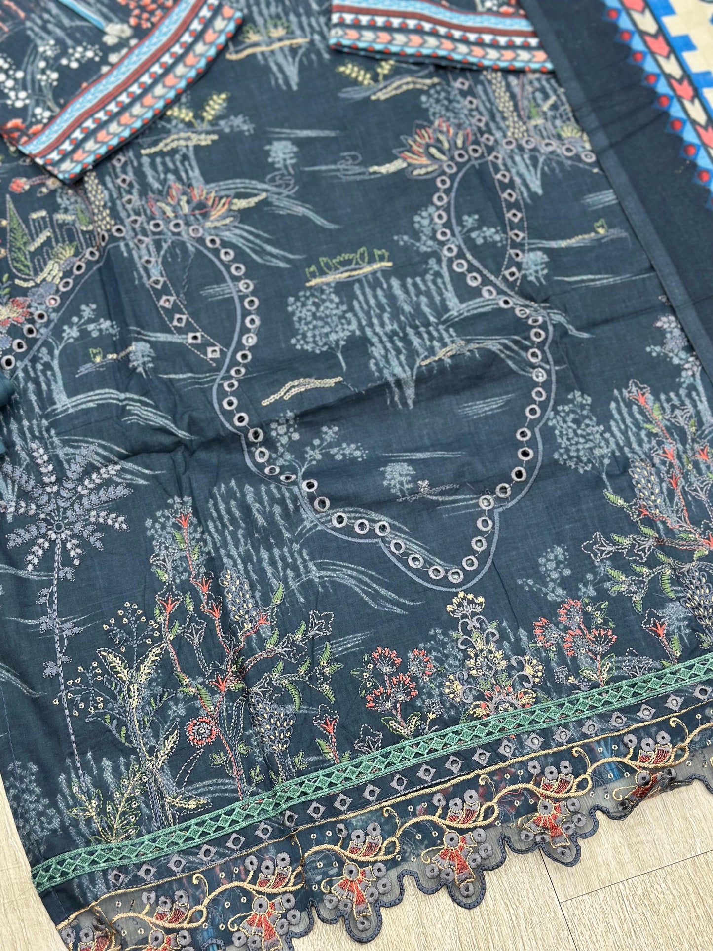 628 Premium Pakistani Lawn Suit - Deep Plum
