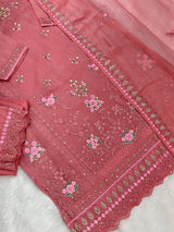 651 Pakistani Floral Party Wear Set - Dusty Rose