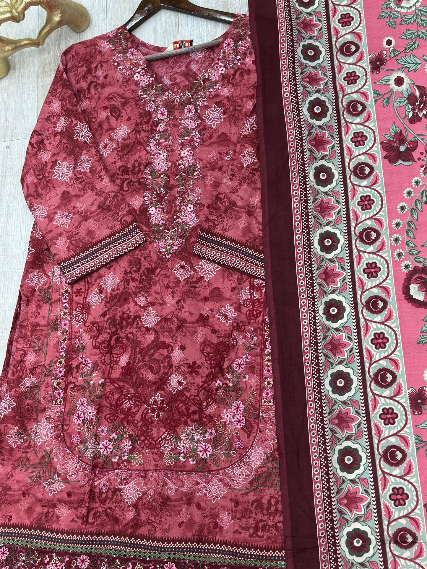 629 Premium Pakistani Lawn Suit - Dark Pink