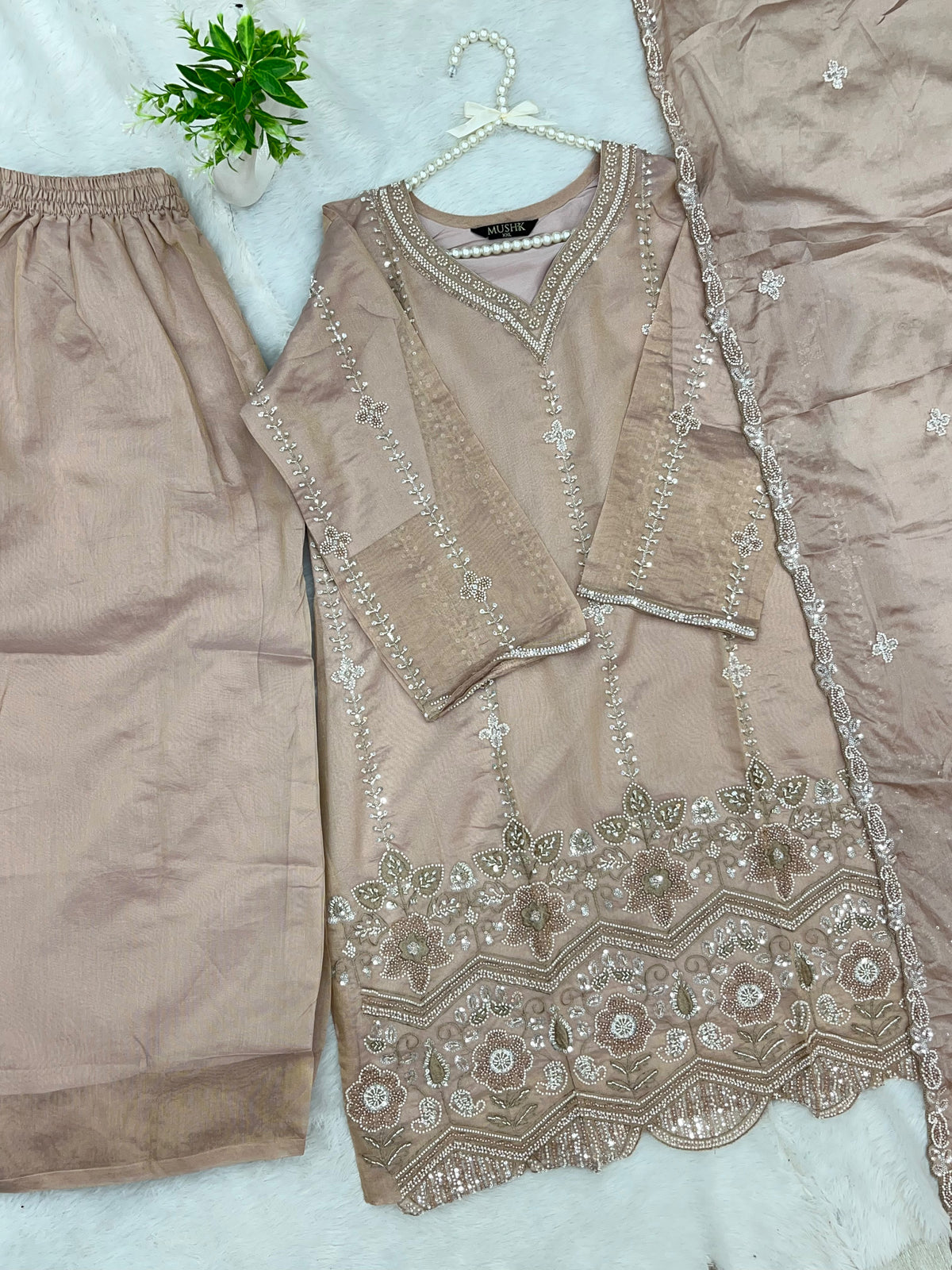 1428 Heavy Pakistani Partywear - Nude Peach
