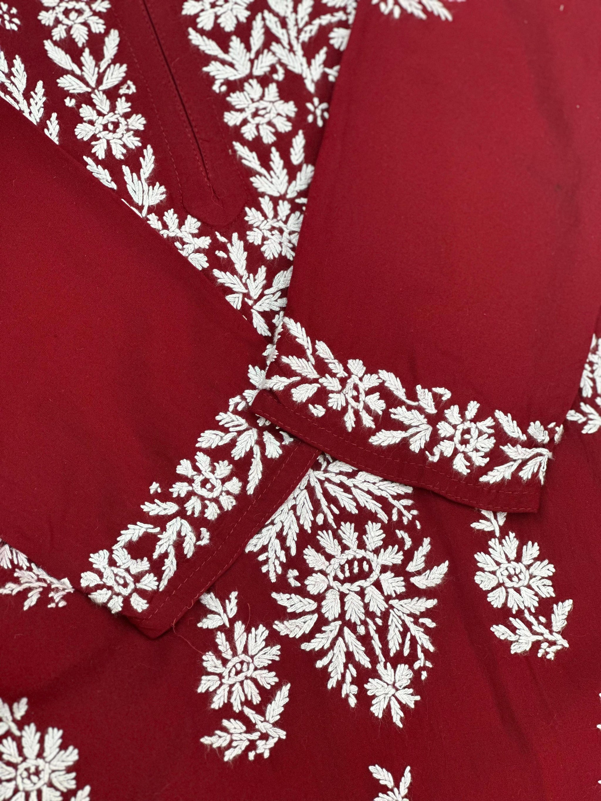 664 Lucknowi Palazzo Set - Dark Red