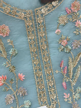 1453 Pakistani Unstitched Partywear - Periwinkle
