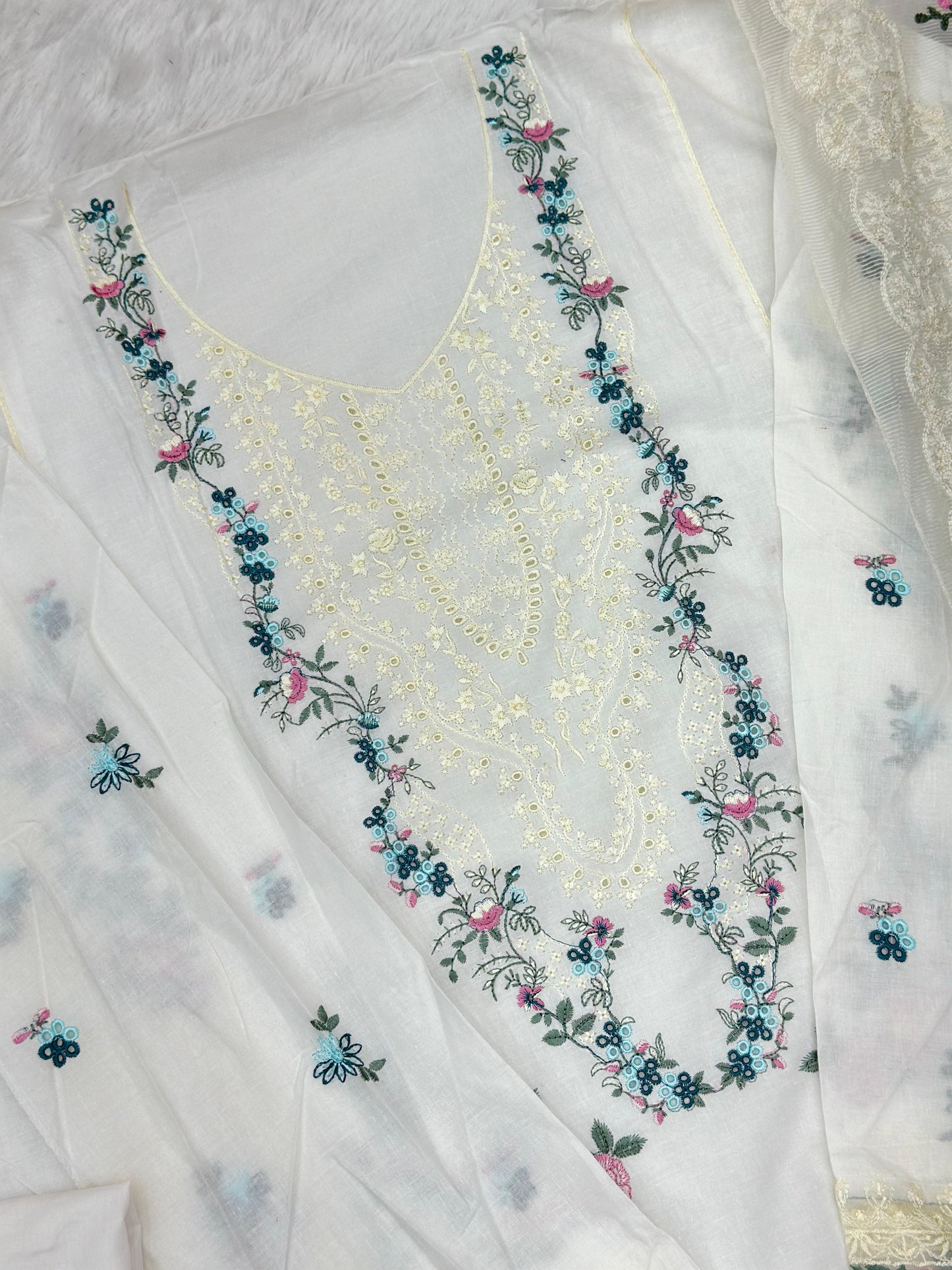 867 Elaf Pakistani Unstitched chikan Lawn Suit