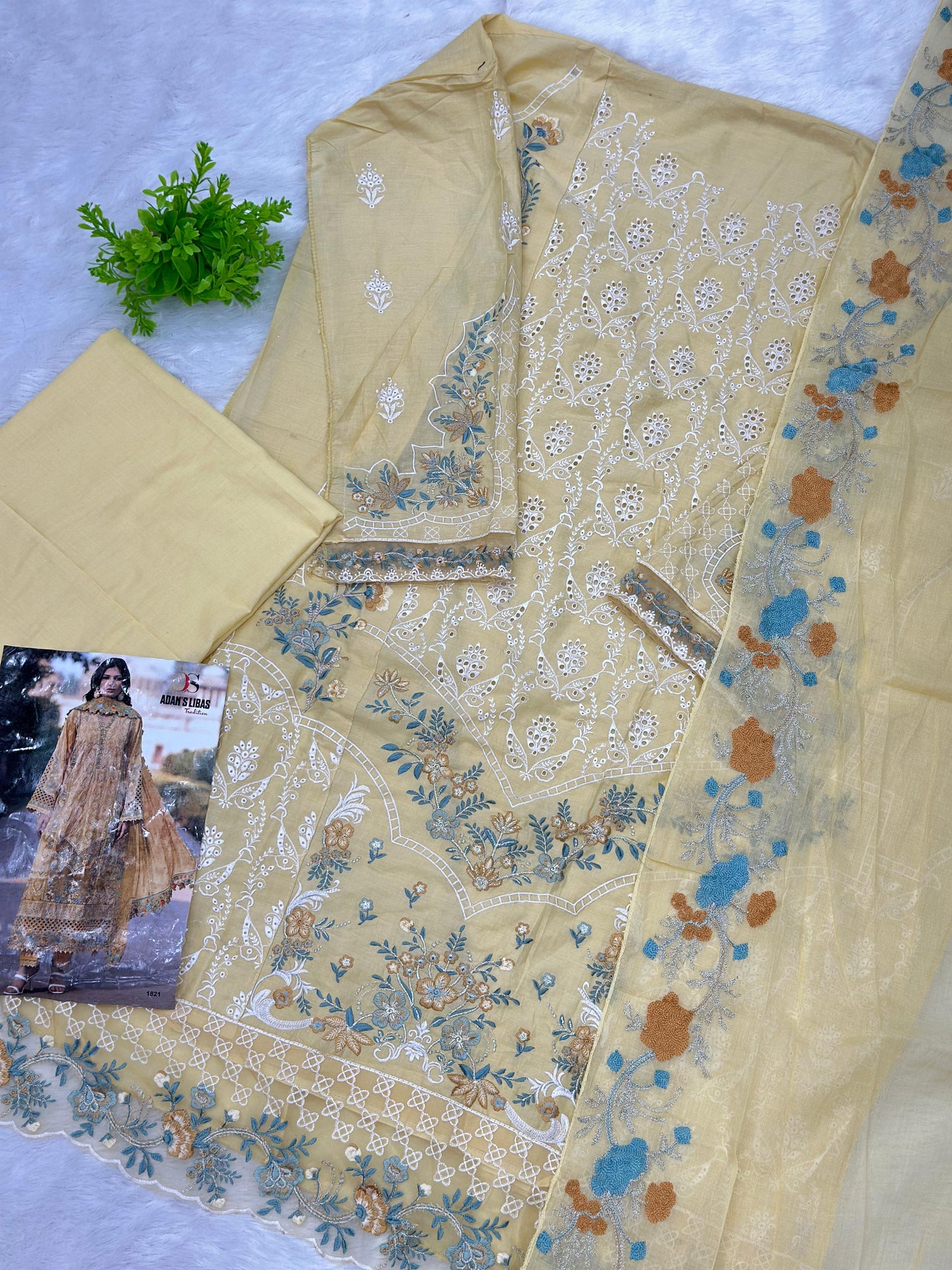 841 Adan Libas Pakistani Unstitched Lawn Suit