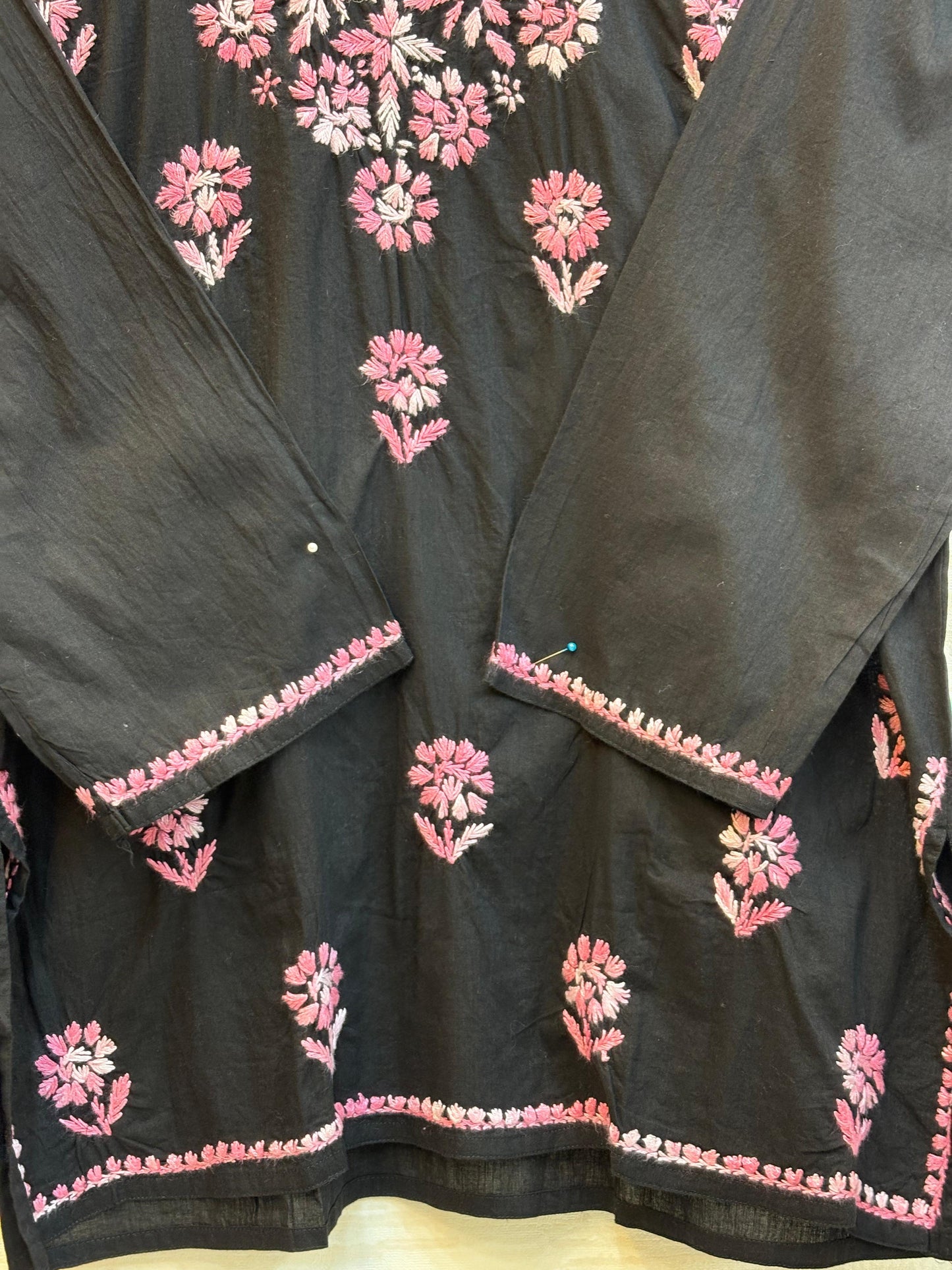 617 Lucknowi Short Kurti Set  Black - Peace