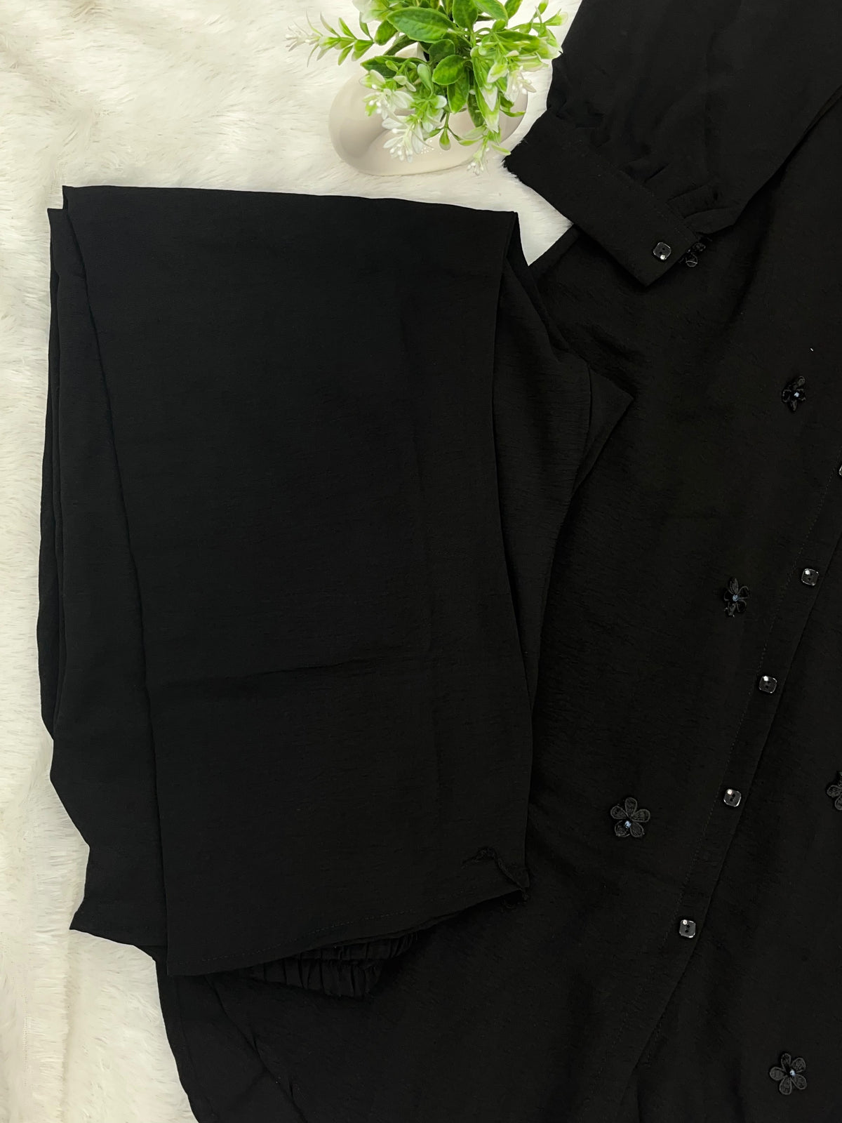 1379 Korean Long 2pc Coordset - Black