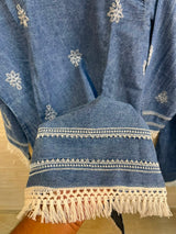 1189 Embroidered Denim Coordset - Light Blue